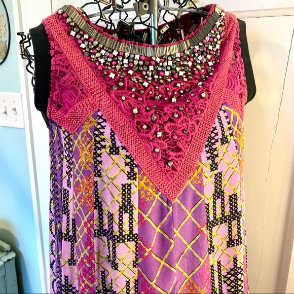 Hemant & Nandita RARE beaded silk maxi dress - Picture 3 of 7